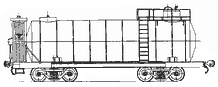 Four-axle tank wagon for oleum with connecting gangway